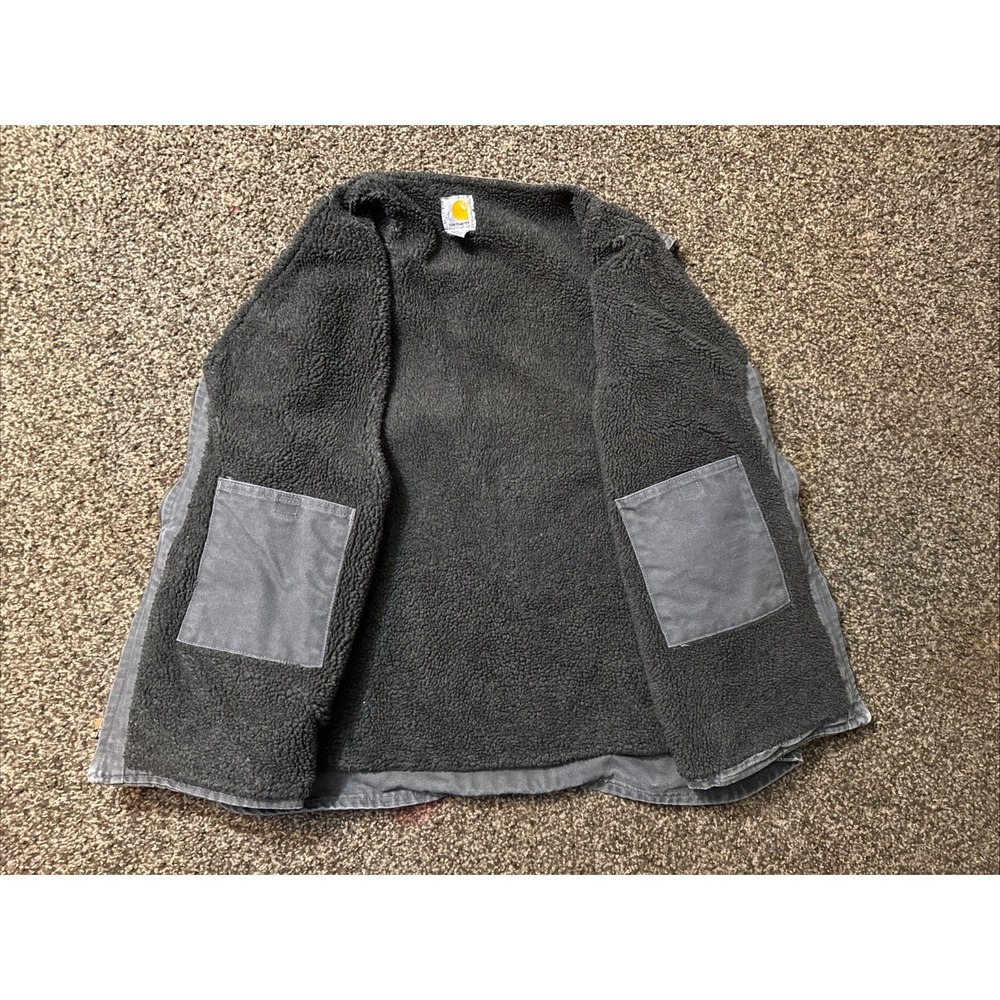 CARHARTT V26 US Men's 3XL Gray Sandstone Duck Canvas Sherpa Fleece Lined Vest - Picture 4 of 8